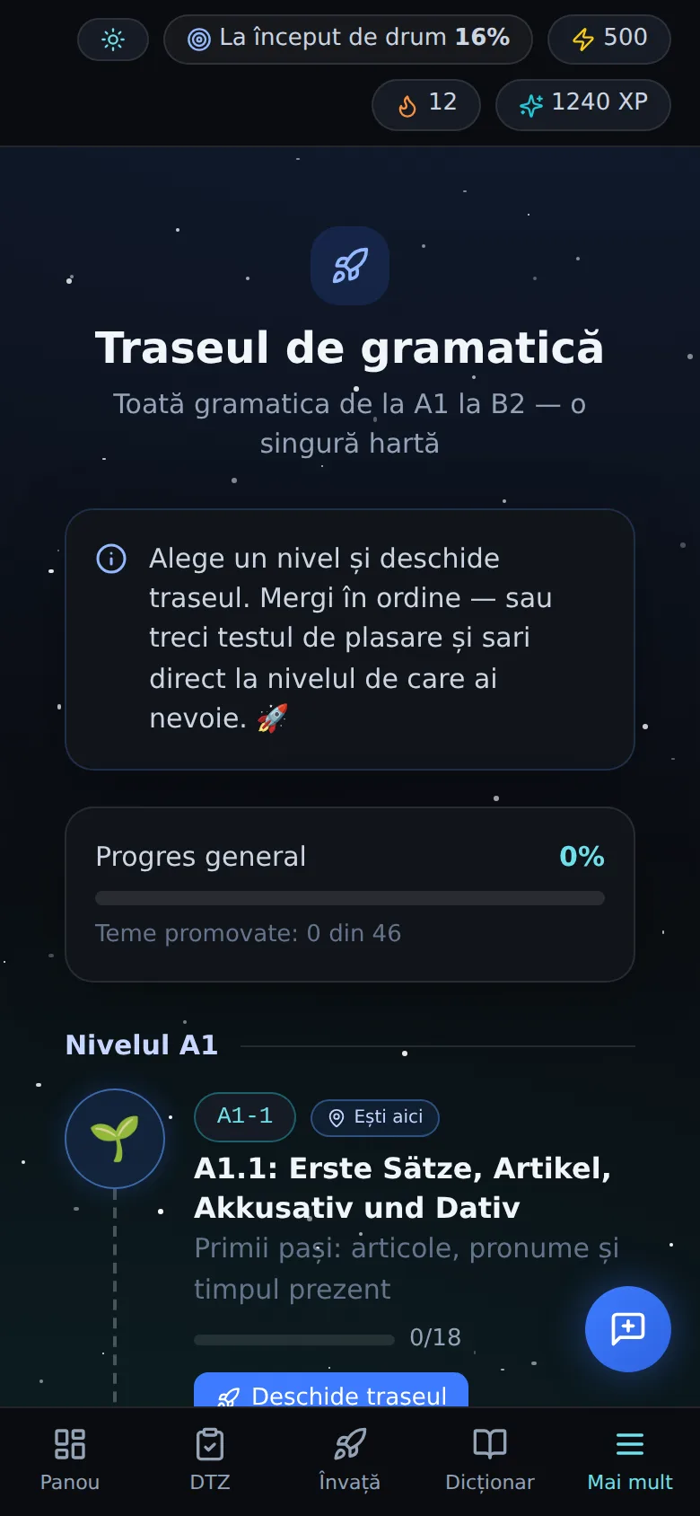 Gramatica ca un traseu cosmic